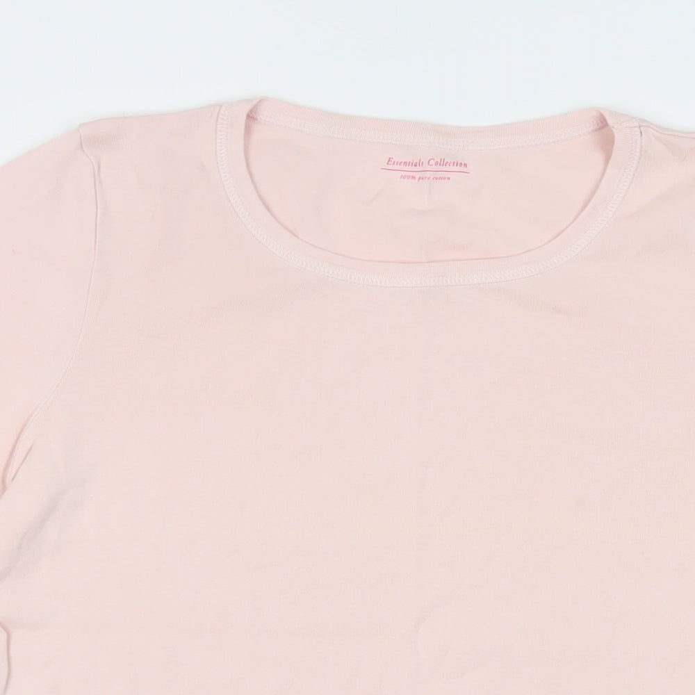 Marks and Spencer Womens Pink Cotton Basic T-Shirt Size 16 Crew Neck