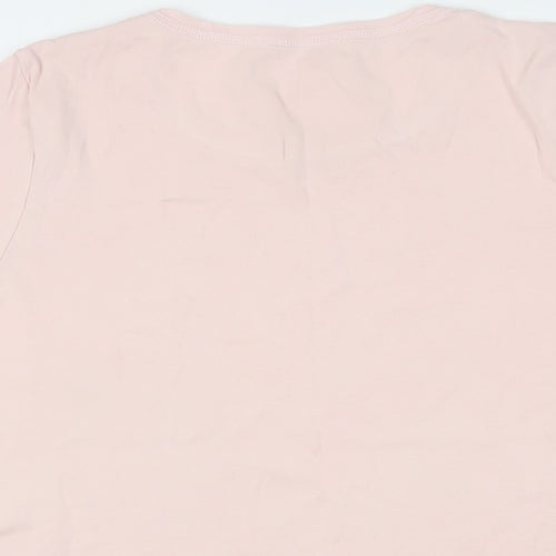 Marks and Spencer Womens Pink Cotton Basic T-Shirt Size 16 Crew Neck