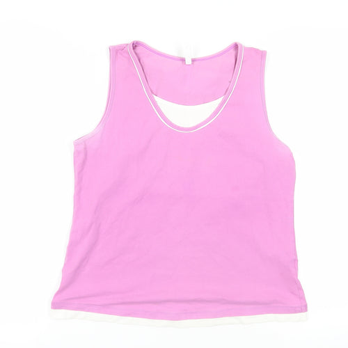 Marks and Spencer Womens Purple Cotton Basic Tank Size 16 Scoop Neck