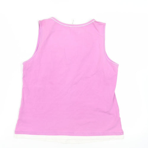 Marks and Spencer Womens Purple Cotton Basic Tank Size 16 Scoop Neck