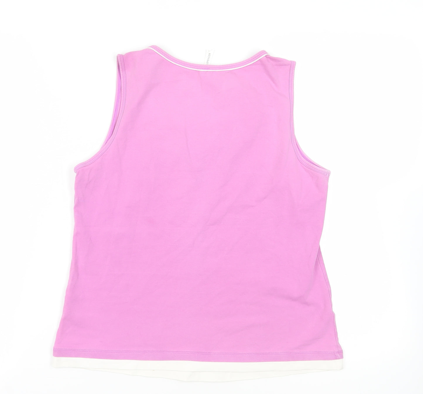 Marks and Spencer Womens Purple Cotton Basic Tank Size 16 Scoop Neck