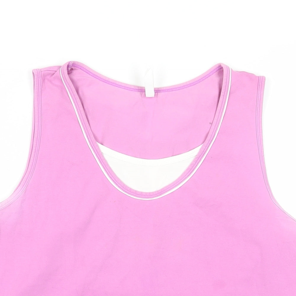 Marks and Spencer Womens Purple Cotton Basic Tank Size 16 Scoop Neck