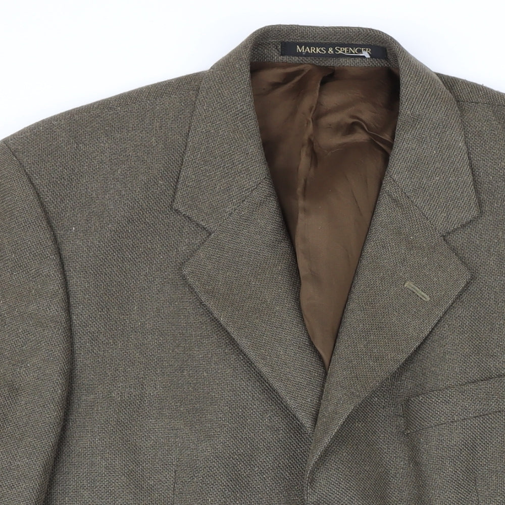 Marks and Spencer Mens Brown Wool Jacket Blazer Size 40 Regular