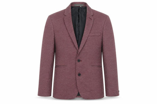 Front view of Burton men’s red polyester jacket blazer, size 40, regular