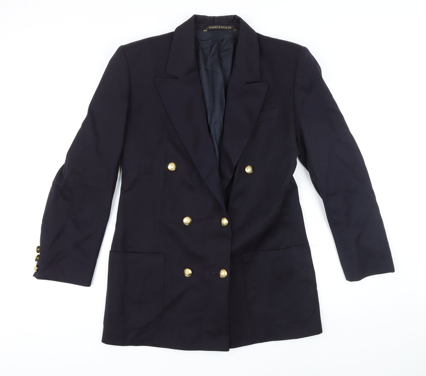 St Michael Womens Blue Jacket Blazer Size 10 Button
