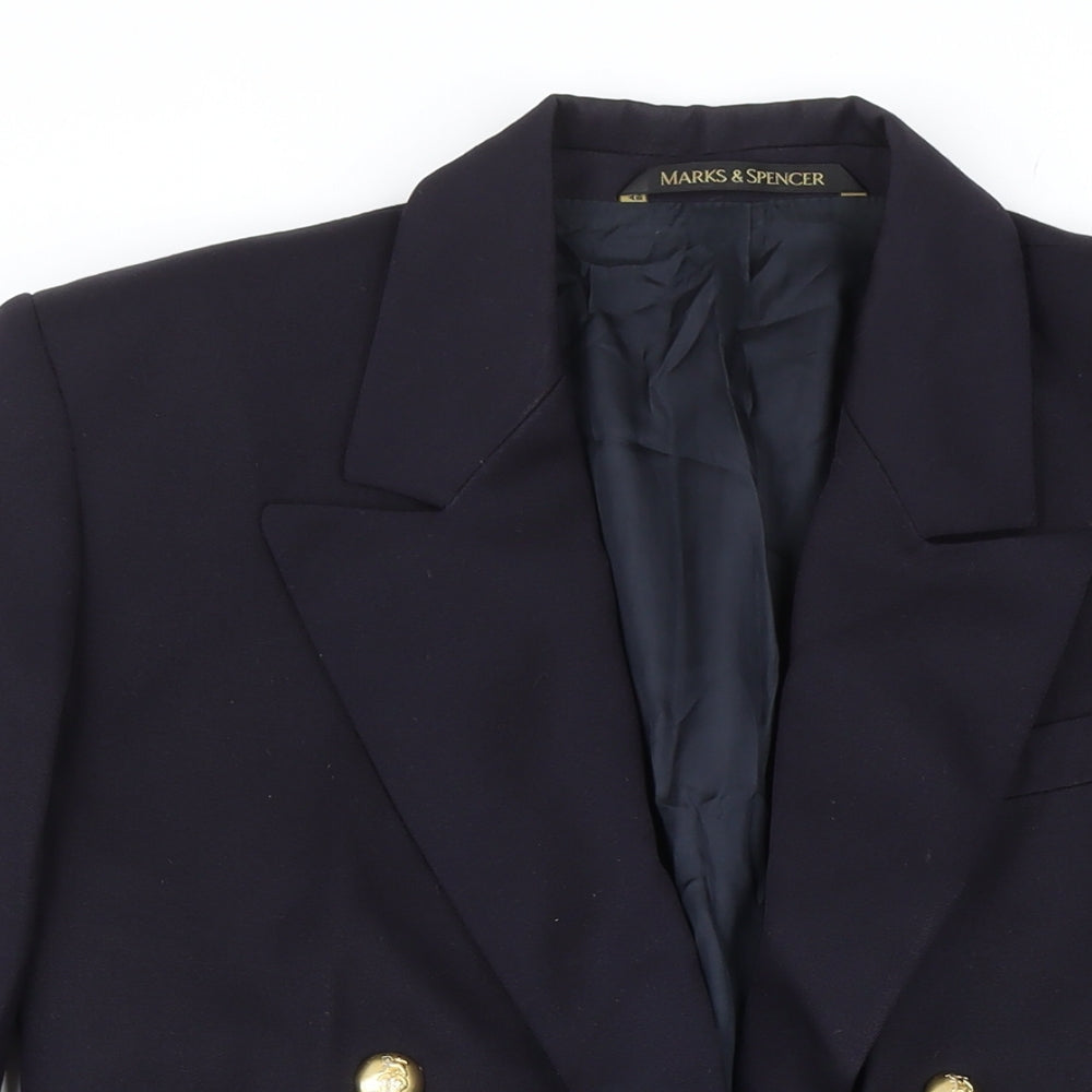 St Michael Womens Blue Jacket Blazer Size 10 Button