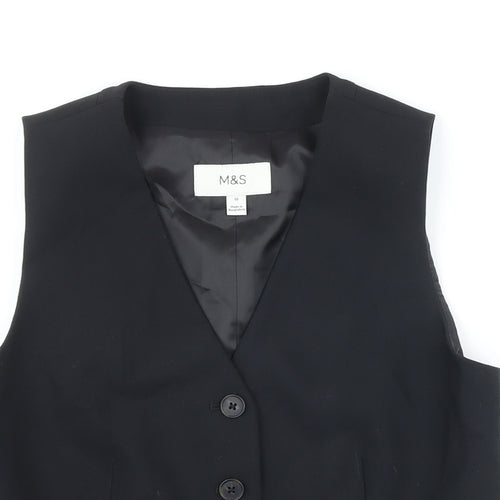 M&S Womens Black Jacket Waistcoat Size 10 Button