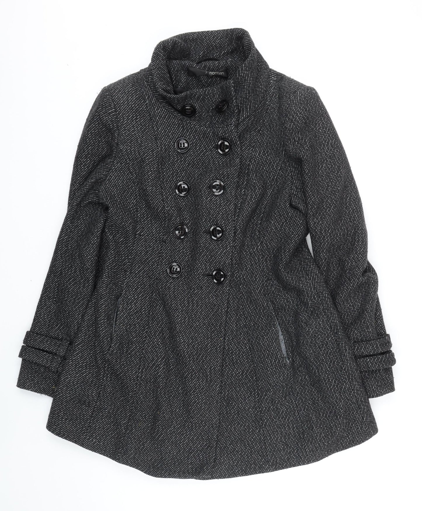 Jane Norman Womens Black Geometric Jacket Coat Size 12 Button