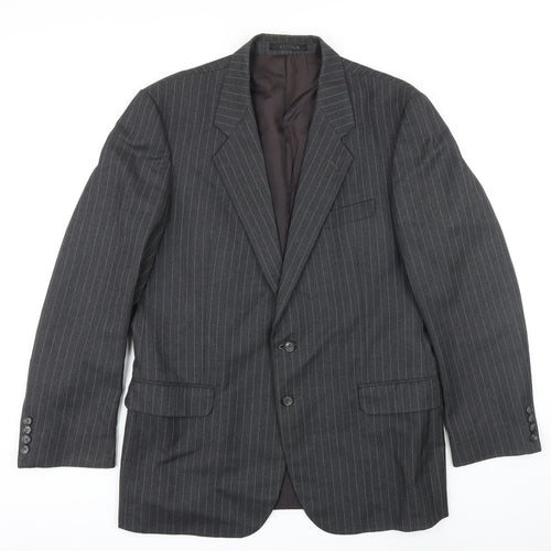 St Michael Mens Grey Striped Wool Jacket Blazer Size 40 Regular