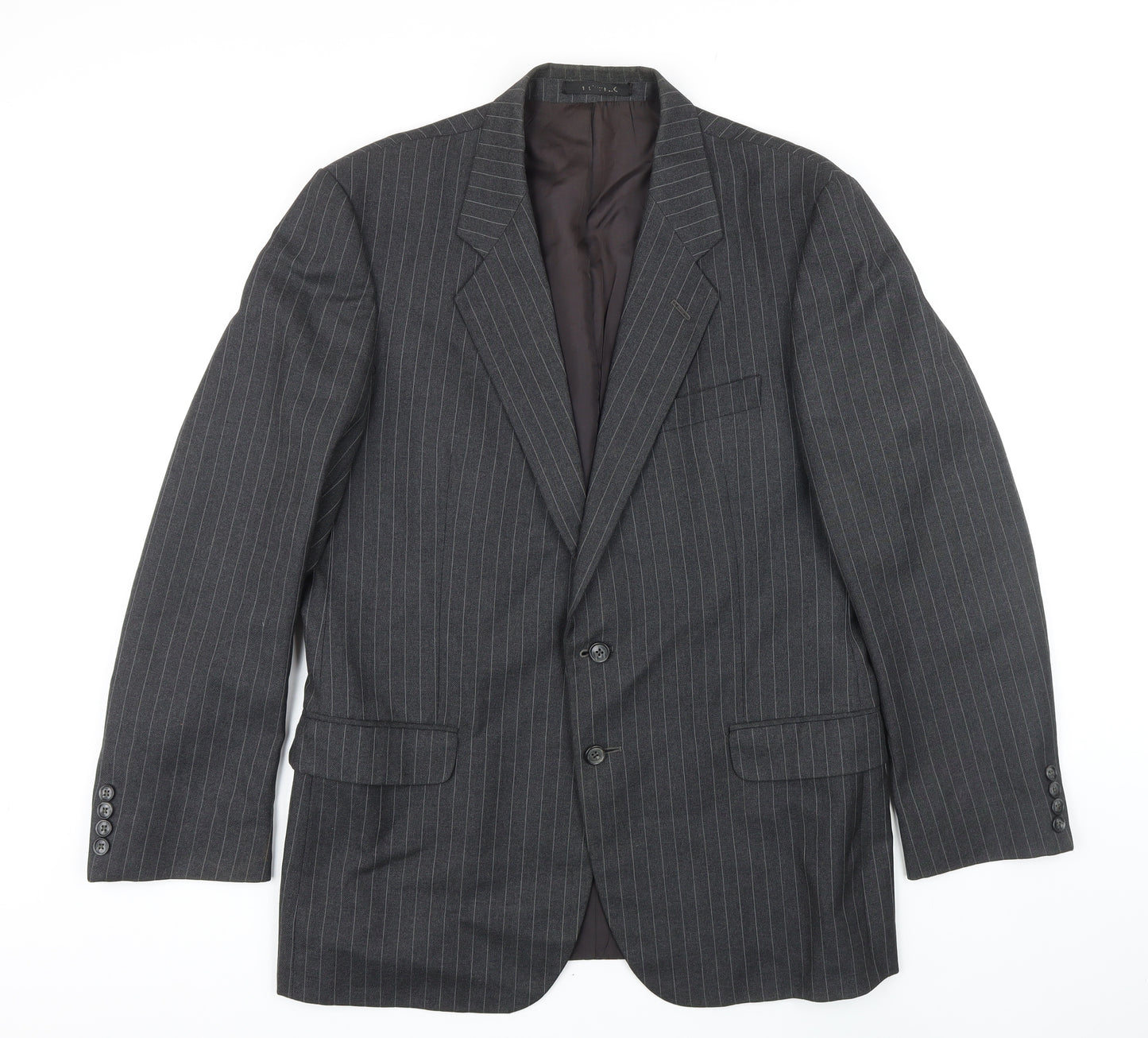 St Michael Mens Grey Striped Wool Jacket Blazer Size 40 Regular