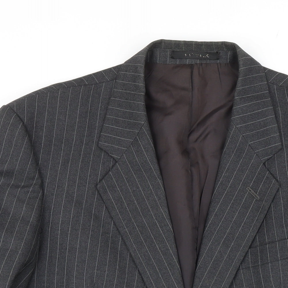 St Michael Mens Grey Striped Wool Jacket Blazer Size 40 Regular