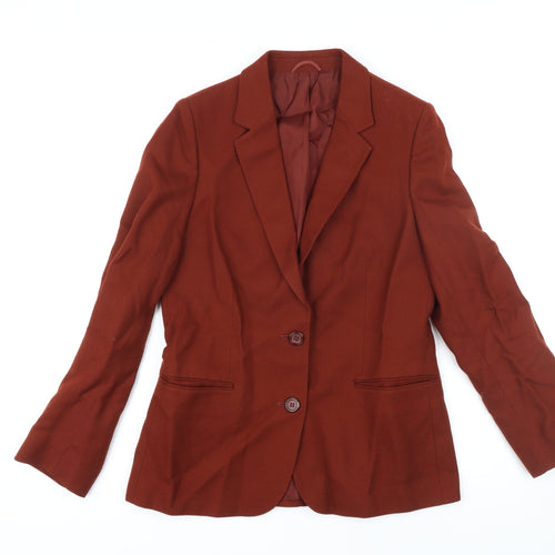 St Michael Womens Brown Jacket Blazer Size 12 Button - Vintage