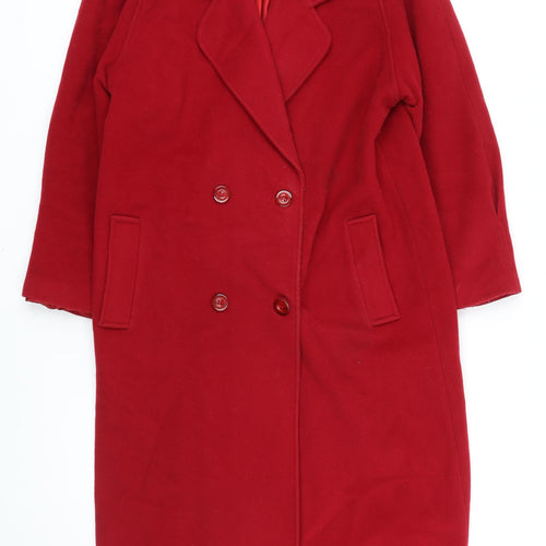 House of Frazer Womens Red Overcoat Coat Size 12 Button