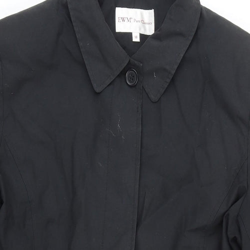 EWM Womens Black Overcoat Coat Size 16 Button