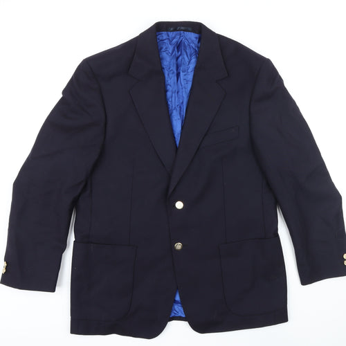 Brooke Taverner Mens Blue Wool Jacket Blazer Size 40 Regular