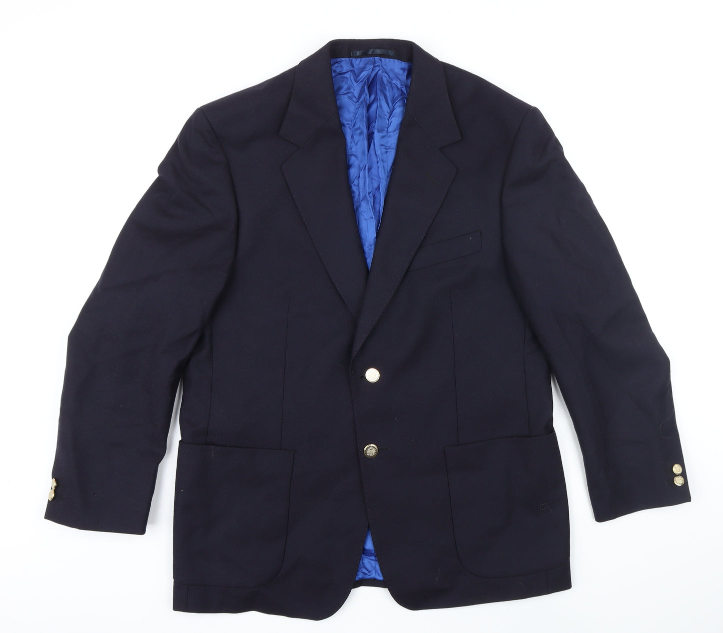 Brooke Taverner Mens Blue Wool Jacket Blazer Size 40 Regular