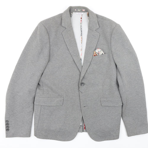 Without Prejudice Womens Grey Herringbone Jacket Blazer Size 14 Buckle