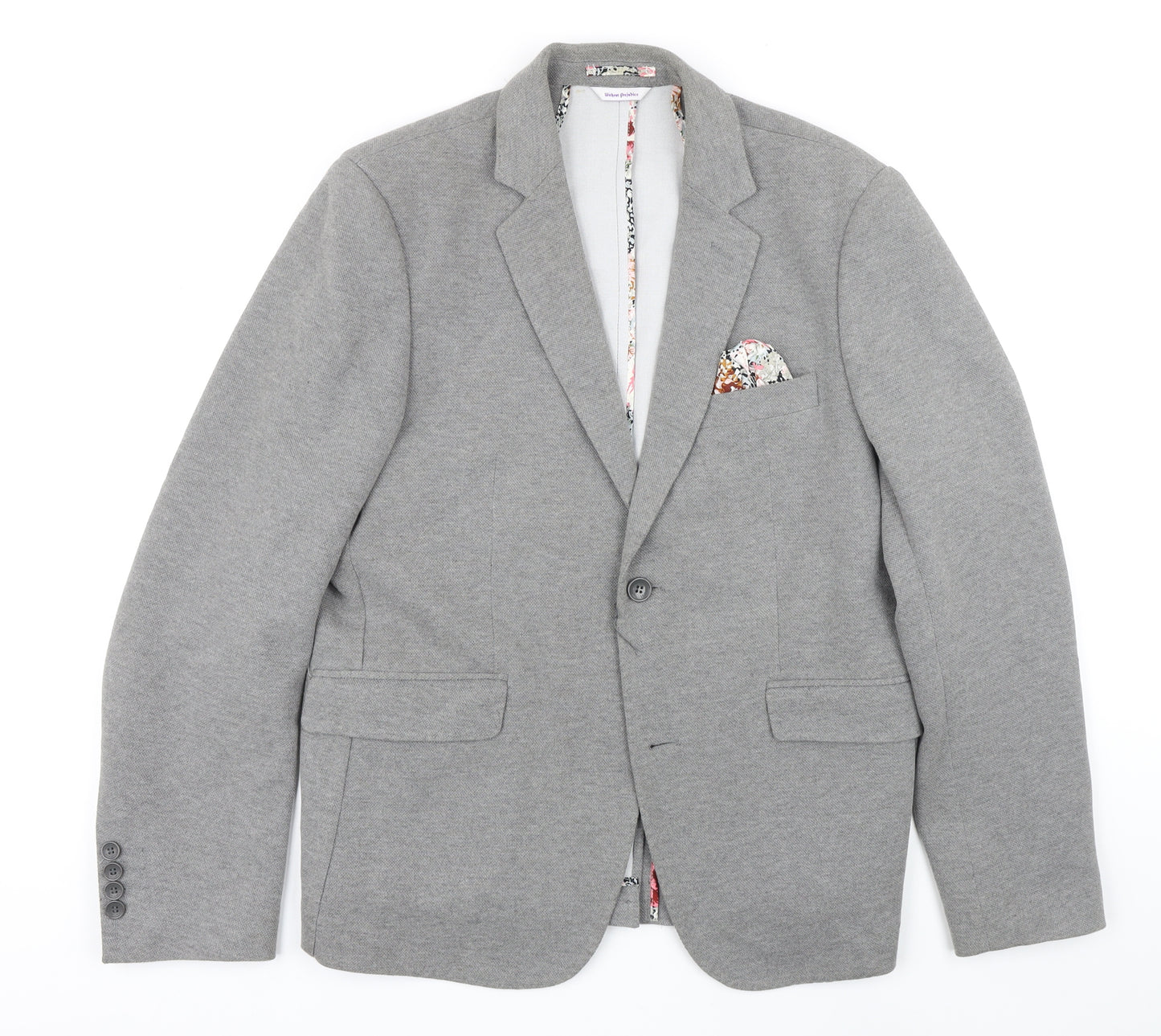 Without Prejudice Womens Grey Herringbone Jacket Blazer Size 14 Buckle