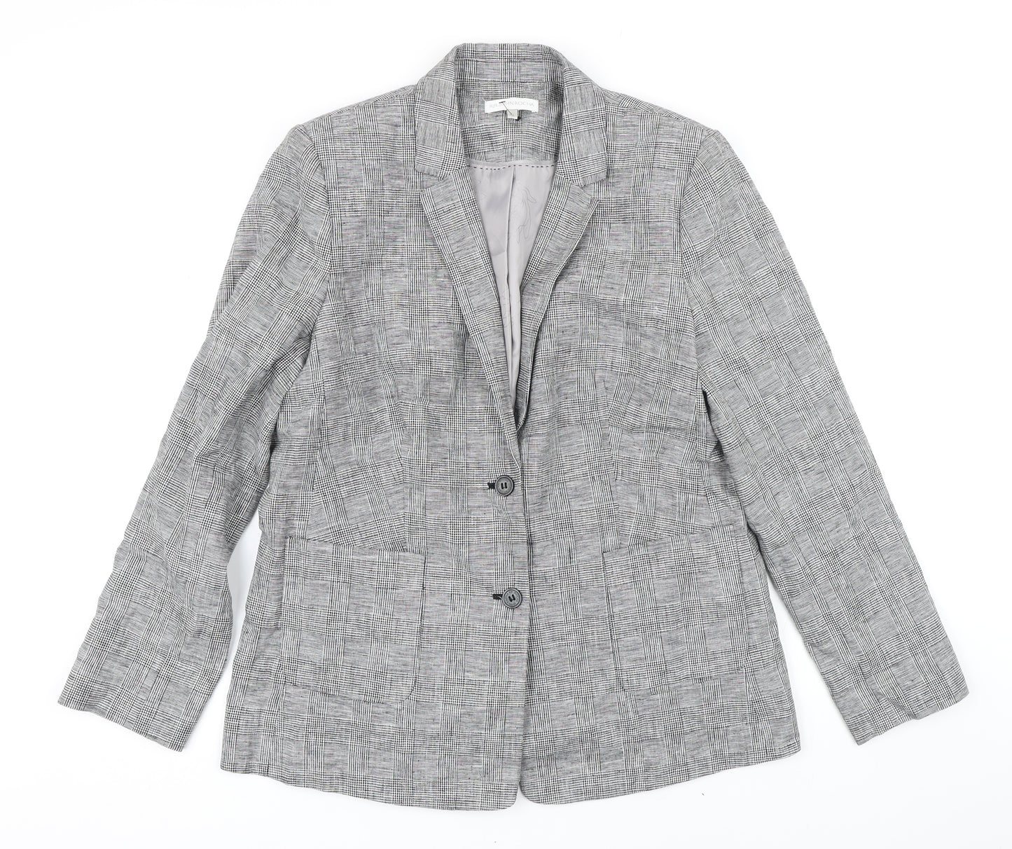 John Rocha Womens Multicoloured Check Jacket Blazer Size 16 Button