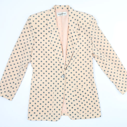 Windsmoor Womens Orange Polka Dot Jacket Blazer Size 10 Button