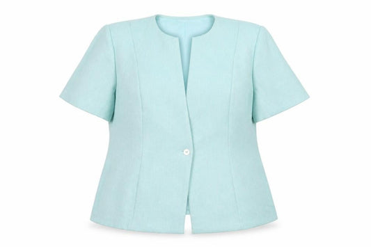 Front view of Bonmarché women’s green jacket blazer, size UK 22, button