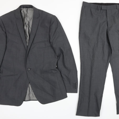 Lambretta Mens Grey Wool 2 Piece Suit Size 40 Regular