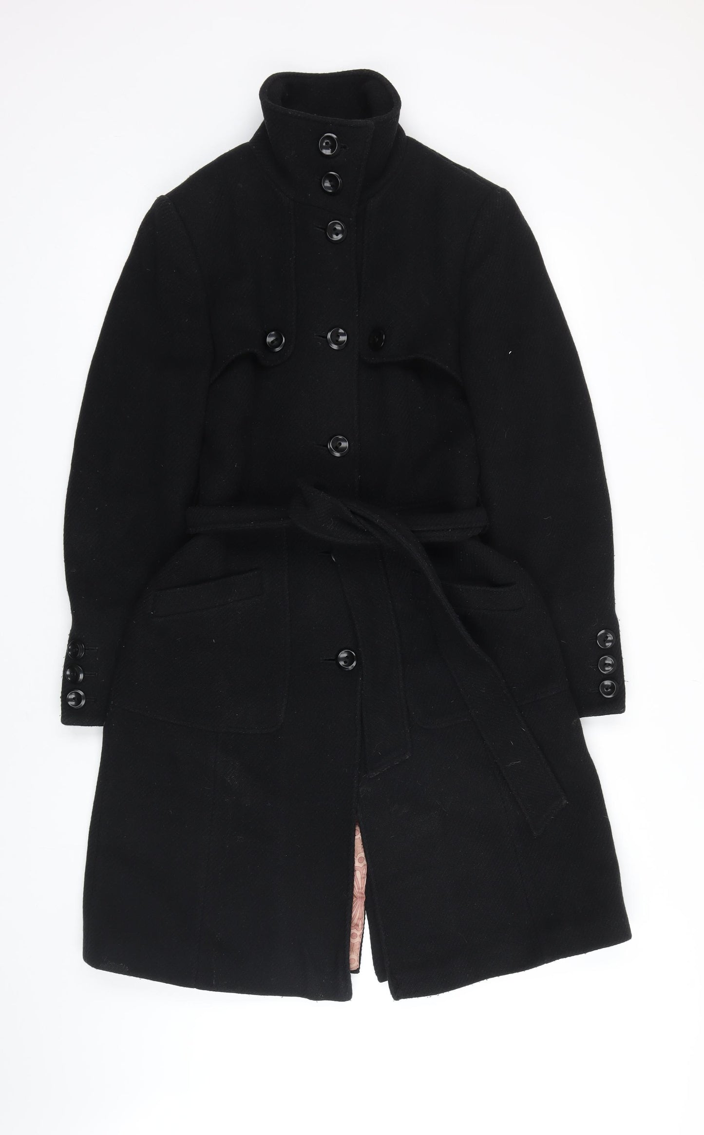 Ted Baker Womens Black Overcoat Coat Size 10 Button