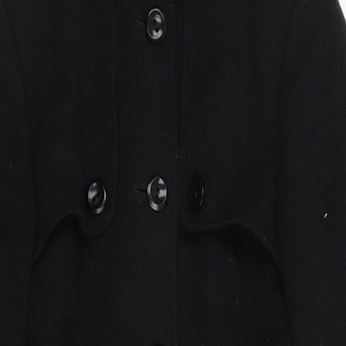 Ted Baker Womens Black Overcoat Coat Size 10 Button