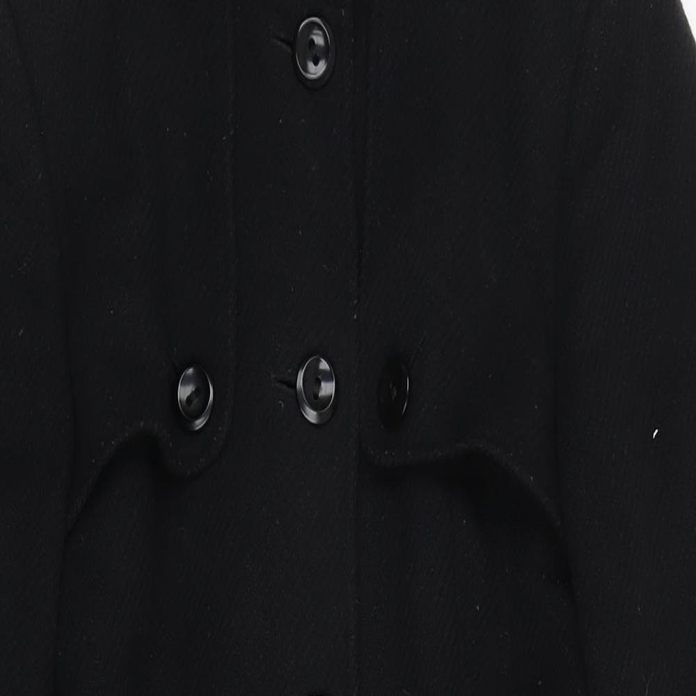 Ted Baker Womens Black Overcoat Coat Size 10 Button