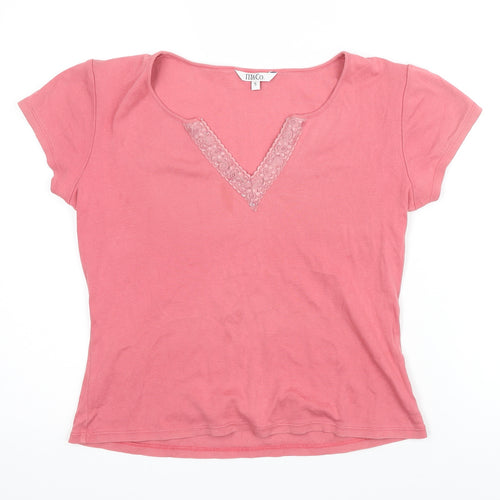 M&Co Womens Pink 100% Cotton Basic T-Shirt Size S Sweetheart