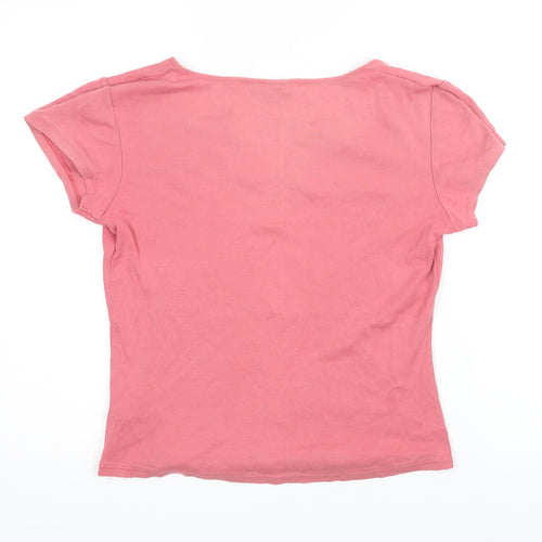 M&Co Womens Pink 100% Cotton Basic T-Shirt Size S Sweetheart