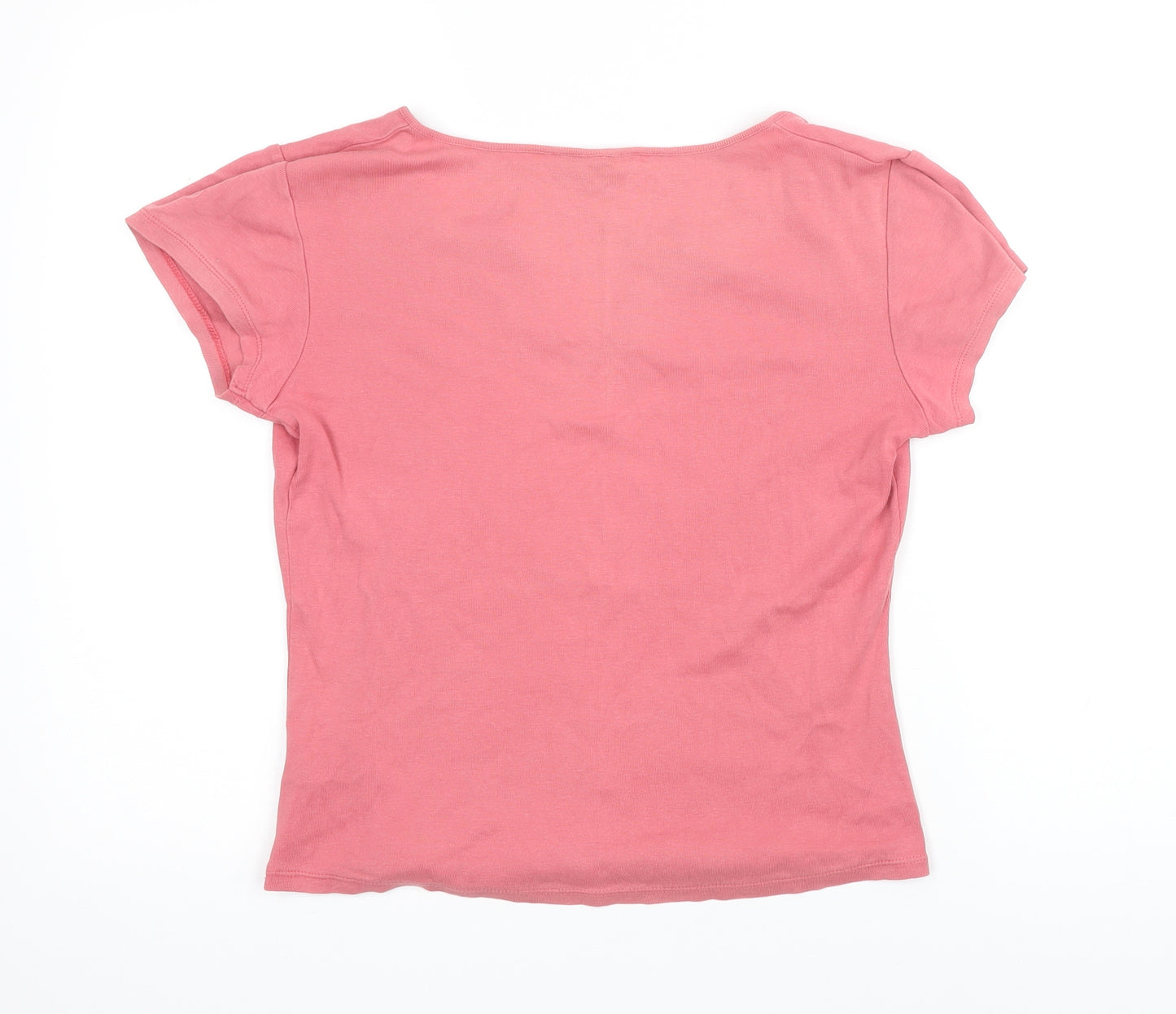 M&Co Womens Pink 100% Cotton Basic T-Shirt Size S Sweetheart