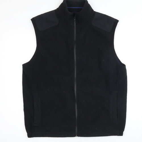 M&S Mens Black Gilet Waistcoat Size L Zip