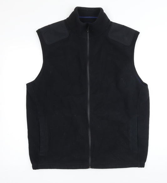 M&S Mens Black Gilet Waistcoat Size L Zip