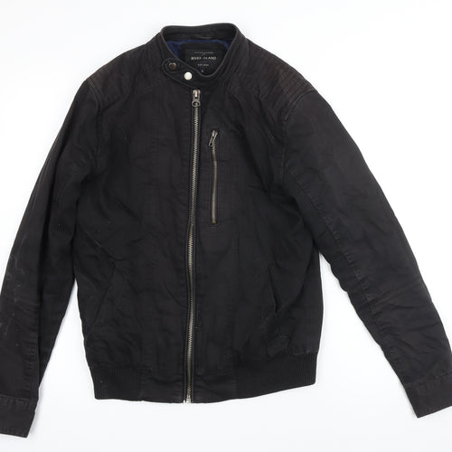 River Island Mens Black Bomber Jacket Jacket One Size Zip
