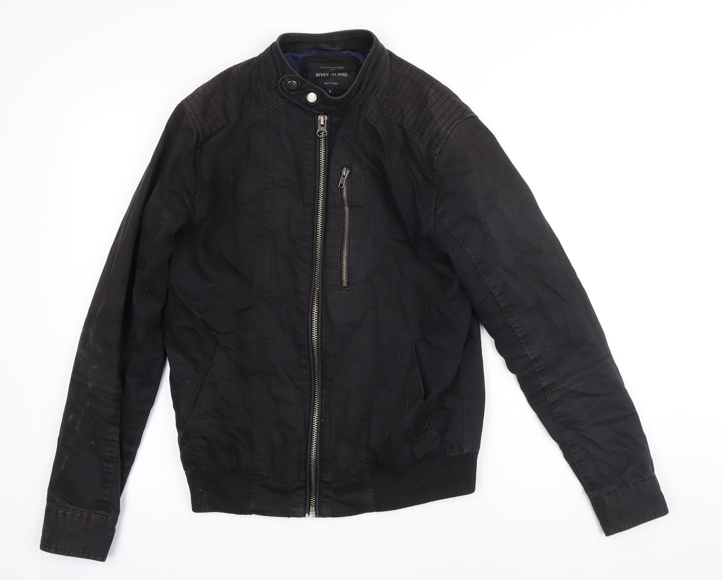 River Island Mens Black Bomber Jacket Jacket One Size Zip