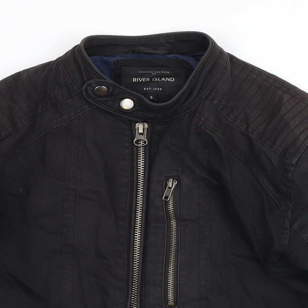 River Island Mens Black Bomber Jacket Jacket One Size Zip
