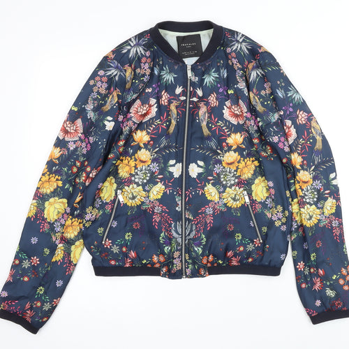 Zara Womens Multicoloured Floral Bomber Jacket Jacket Size M Zip