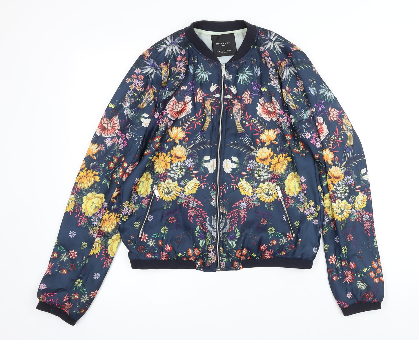 Zara Womens Multicoloured Floral Bomber Jacket Jacket Size M Zip