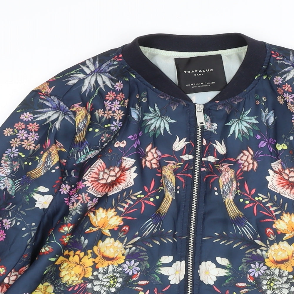 Zara Womens Multicoloured Floral Bomber Jacket Jacket Size M Zip