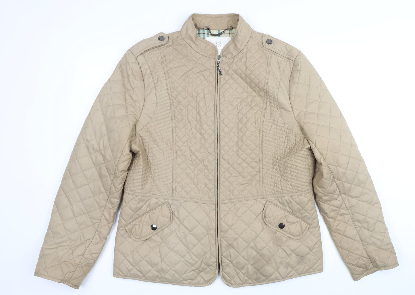 Lakeland Womens Beige Quilted Jacket Size 18 Zip