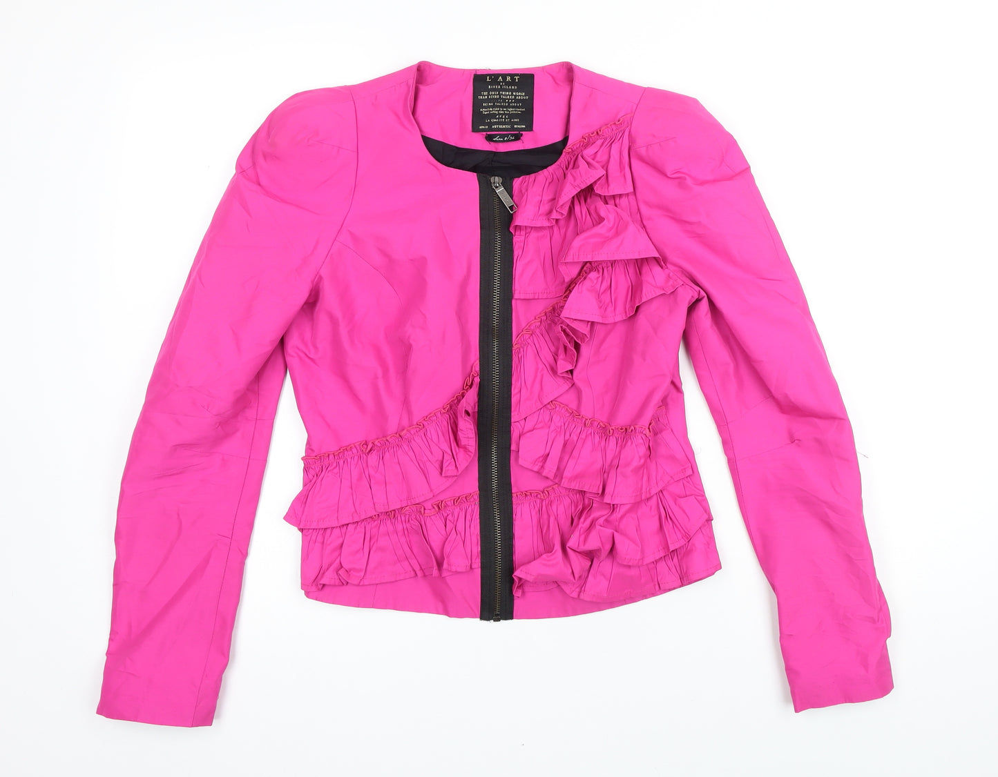 L'art Womens Pink Jacket Blazer Size 8 Zip