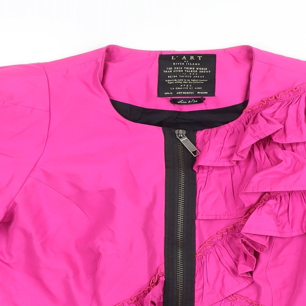 L'art Womens Pink Jacket Blazer Size 8 Zip