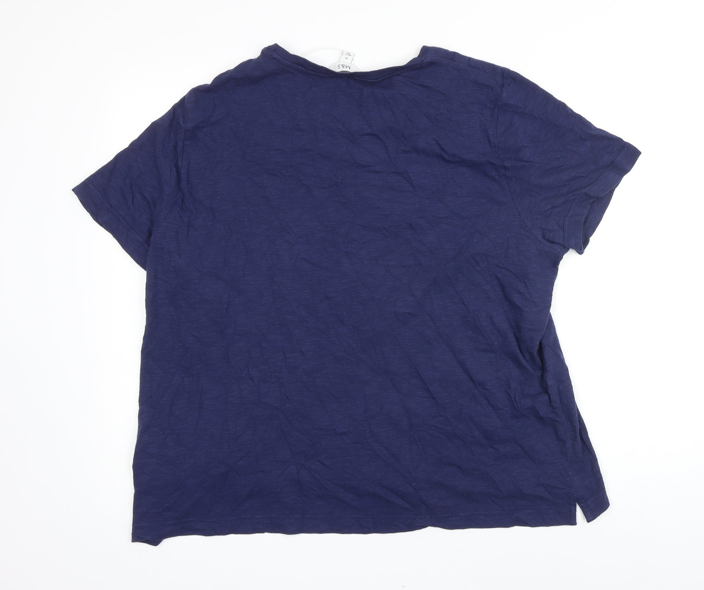 M&S Womens Blue 100% Cotton Basic T-Shirt Size 20 Boat Neck