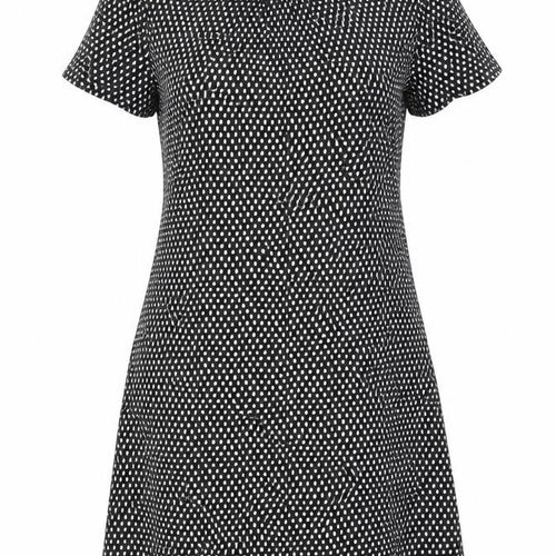 M&S Womens Black Geometric Viscose A-Line Size 10 Boat Neck