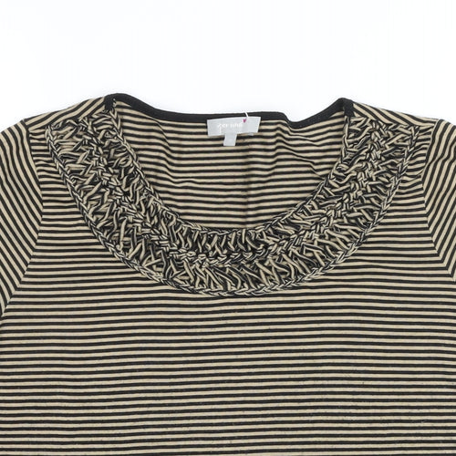Per Una Womens Black Striped Polyester Basic T-Shirt Size 18 Scoop Neck