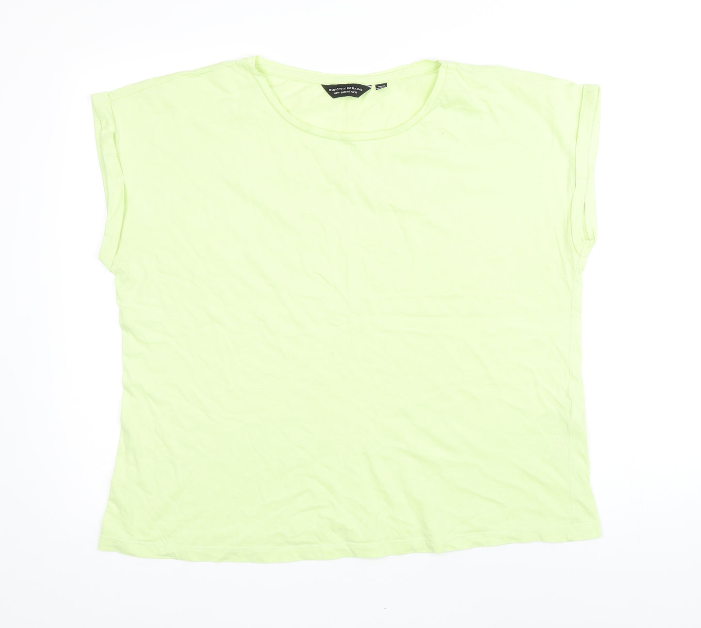 Dorothy Perkins Womens Green 100% Cotton Basic T-Shirt Size 18 Boat Neck