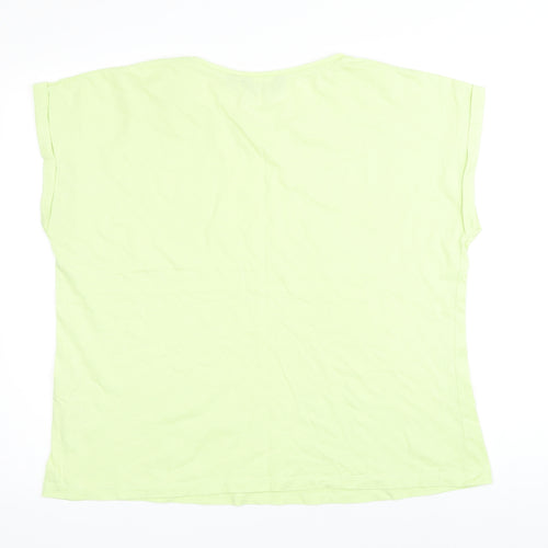 Dorothy Perkins Womens Green 100% Cotton Basic T-Shirt Size 18 Boat Neck