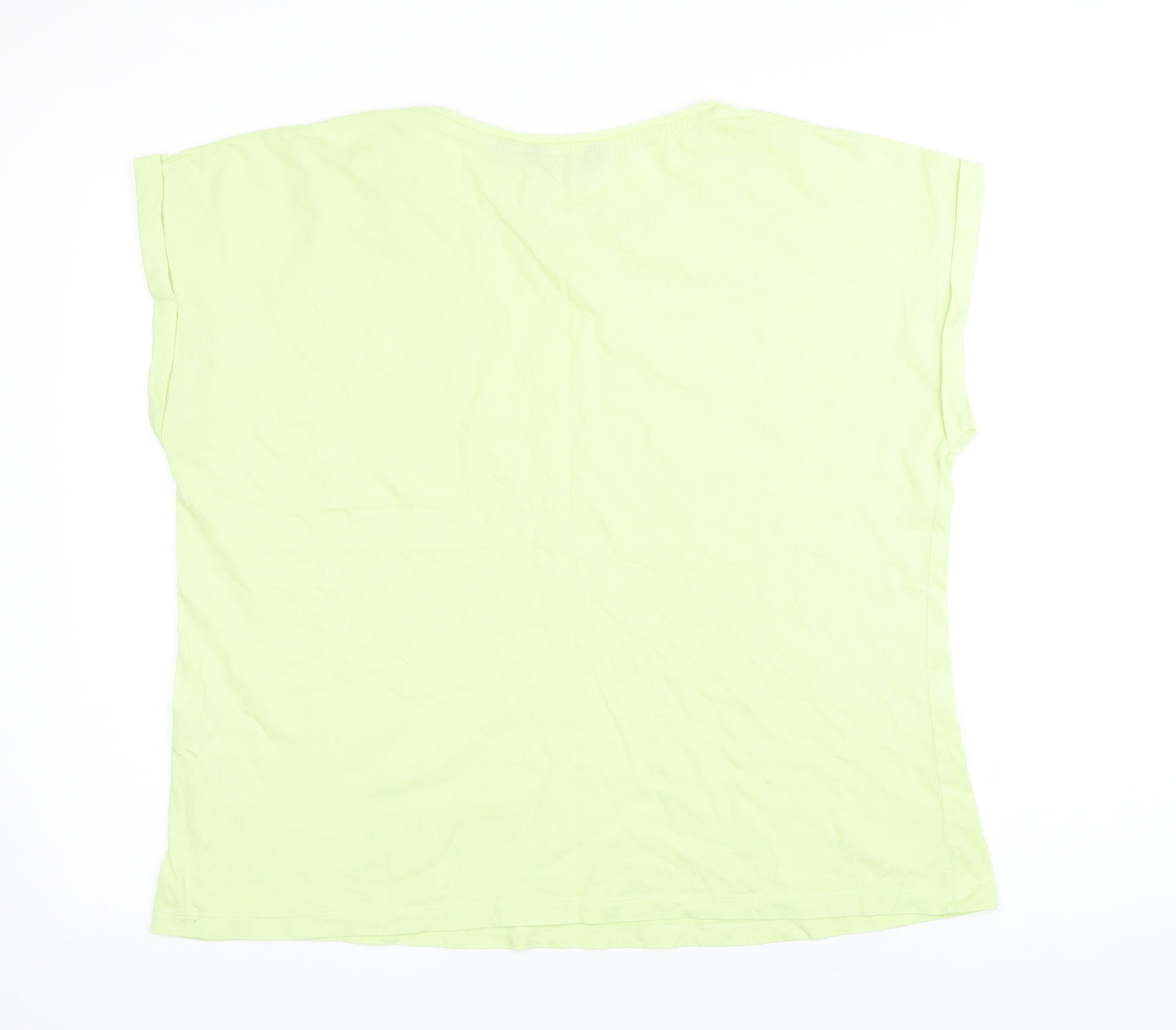 Dorothy Perkins Womens Green 100% Cotton Basic T-Shirt Size 18 Boat Neck