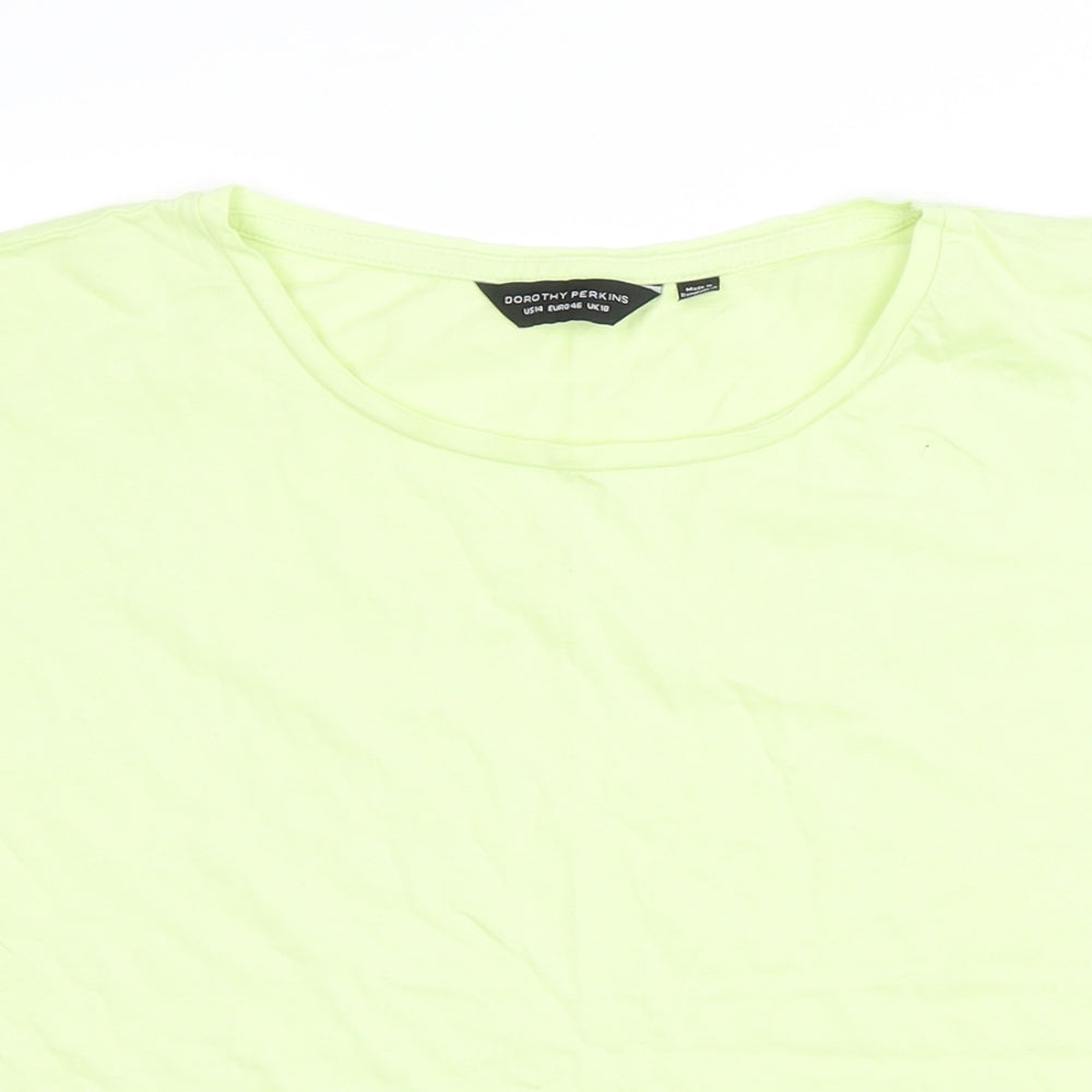 Dorothy Perkins Womens Green 100% Cotton Basic T-Shirt Size 18 Boat Neck
